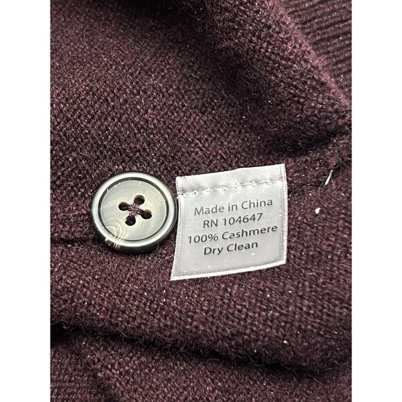 Kinross Cashmere 100% Cashmere Henley Sweater Maroon With Brown Elbow Patches M - Picture 7 of 8